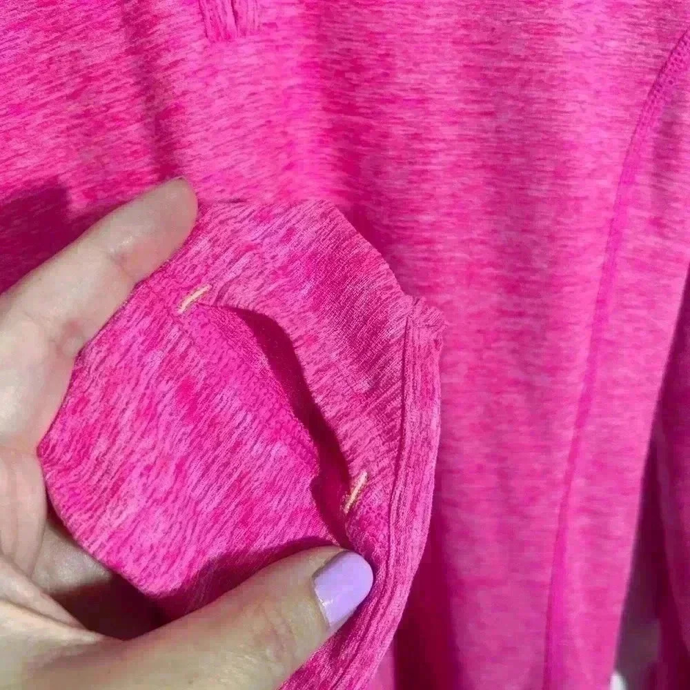 The North Face Quarter Zip Women’s Medium Pink/neon yellow 1/4 Zip long sleeve - Picture 5 of 12